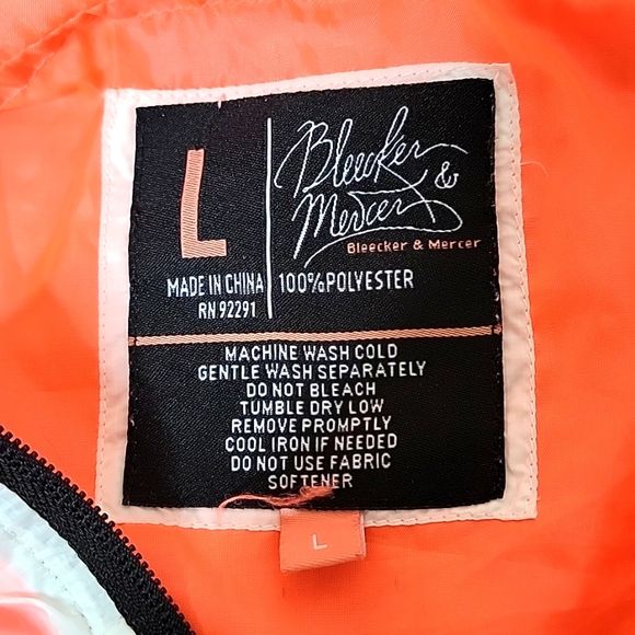 Bleecker & Mercer Full Zip Windbreaker Jacket Size Large Orange and White - Picture 7 of 7